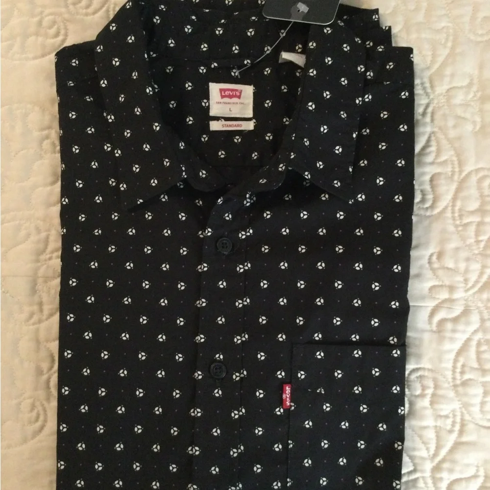 Men's Black and White Patterned Shirt - Picture 5 of 6
